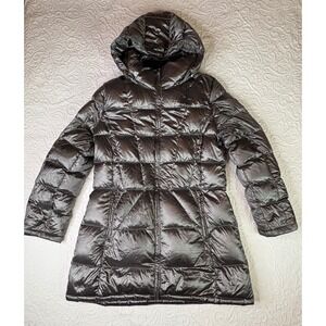 Andrew Marc Women XL Puffer Premium Down Coat with 650 Fill Power Silver Gray.